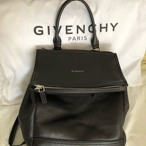 Black Givenchy Pandora backpack in calf leather.